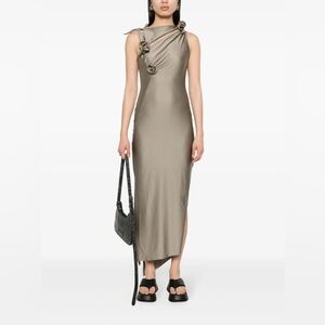 NWT COPERNI Flower Appliqué  Midi Dress in Grey - Size Large